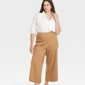 Ava & Viv Women's Camel Wide-Leg Crop Pants - NWT